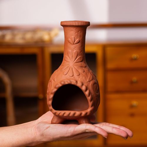 Palo Santo Mini Chiminea - Elegante soporte de incienso de cerámica para limpieza y relajación - Soporte de textura de salvia hecho a mano, ideal para meditación y altares - Diseño duradero para quemar palos