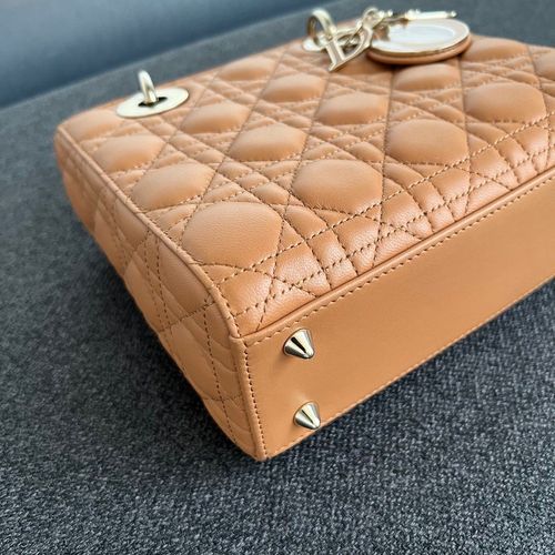 Christian Dior  Calfskin Cannage Small My ABCDior Lady Dior Tan