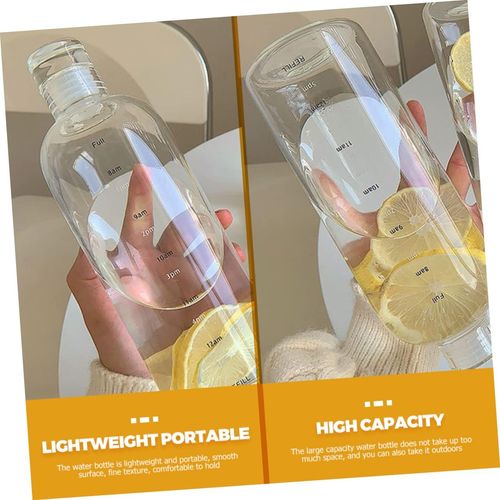 Outdoors Essential Large Capacity Water Bottle Glass Drinking Cup Time Scale Dishwasher Safe Leakproof