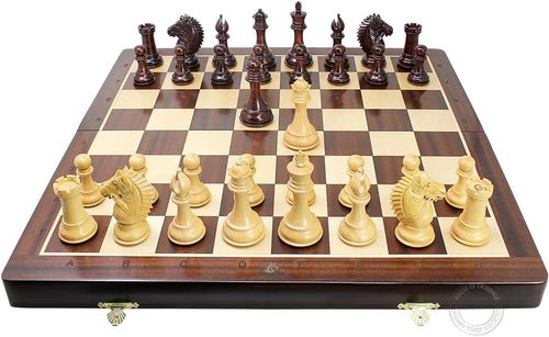 LEAP Wooden Chess Set Magnetic Travel Size 13 Inches - 2 Extra Queens - Magnetic Folding Board, Handmade Portable Travel Chess Board Game Sets with Pieces Storage Slots - All Adults and Beginner