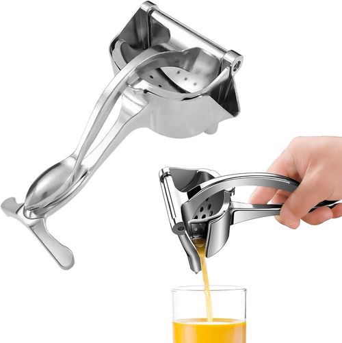 Lemon Squeezer, Aluminum Juice Press, Manual Juicer Citrus Lime Orange Fruit Squeezer, Hand Press Citrus Juicer, Ergonomic Handle Labor-saving Handheld Juice Extractor Maker(COLOR:silver)