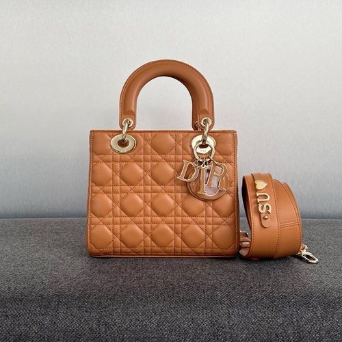 Christian Dior  Calfskin Cannage Small My ABCDior Lady Dior Tan