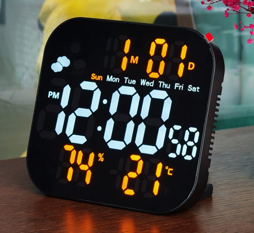 Digital Wall Clock with Temperature Calendar LED Digital Alarm Clock for Living Room Kitchen Classroom Decor Clocks