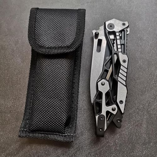 DOOM BLADE Gifts for Men Pocket Knife, Folding Knives with Pocket Clip 3.35 inches Blade Length Stainless Steel Blade with Mechanical Steel Handle ,Mechanical Folding Design for Outdoor,Camping (Black and Silver)