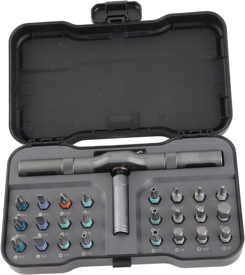 24 in 1 Ratchet Set, Multipurpose S2 Steel Repair Tool Kit, 6.2° Labor Saving Design, for Phone PC Home Maintenance, Stable Structure, Portable Size