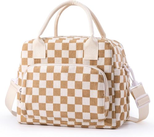 Cute Lunch Bag for Women, Corduroy Insulated Lunch Box for Work Lunch Tote Bag Women, Reusable Insulated Cooler Lunch Box for Travel