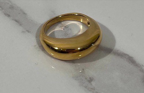 Elegant Women Jewelry Waterproof Stainless Steel PVD Plated Thick Chunky Dome Rings Statement Tarnish Free Engraved Ring Women