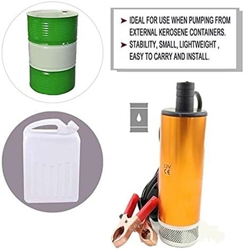 stainless Steel Booster Pump Lawn Jet pumps Dc 12v-24v Oil Pump, 5 Meter Steel Oil Hose Submersible Fuel Pump, Electric Submersible Pump Refueling Gun Combination Set for Home Garden Water Transport I