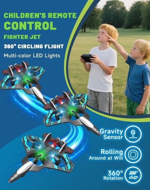The Skyriders Rc Jet - 2026 The Sky Riders Drone, Remote Control Airplane with 360° Flips & LED Lights, 2.4ghz Rc Stunt Fighter Jet, Unmatched Speed, Precision, Thrill (Blue - 1 Battery)