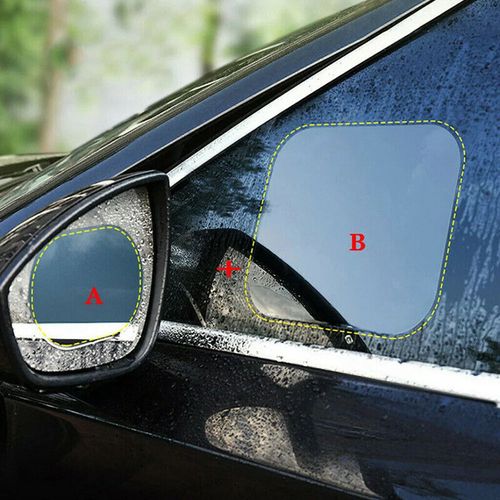 1 set of car rearview mirrors and side window rainproof films - 4 pieces of anti-fog rearview mirrors with rainproof and waterproof nano coating