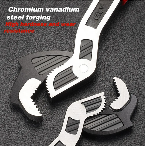 Self-Locking Adjustable Universal Pipe Wrench - Durable Chrome Vanadium Steel Spanner for Home and Auto Repairs