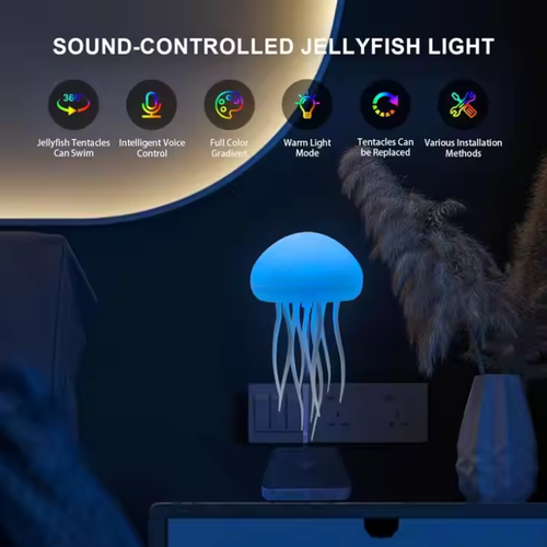 Jelly Fish Night Light LED Automatic Dancing Jellyfish Lamp Voice Control Jellyfish Lights