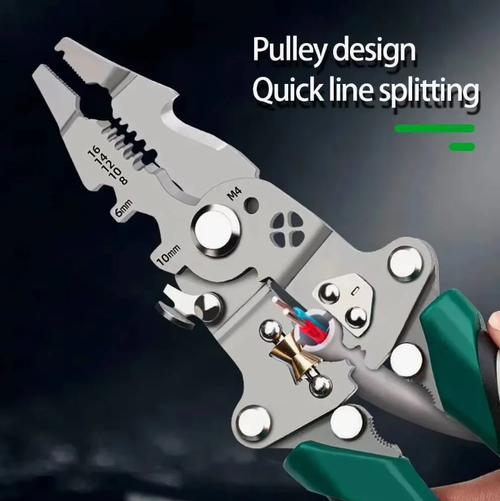 Foldable Wire Stripper Pliers - Multi-Function Electrician's Hand Tool for Wire Winding and Crimping