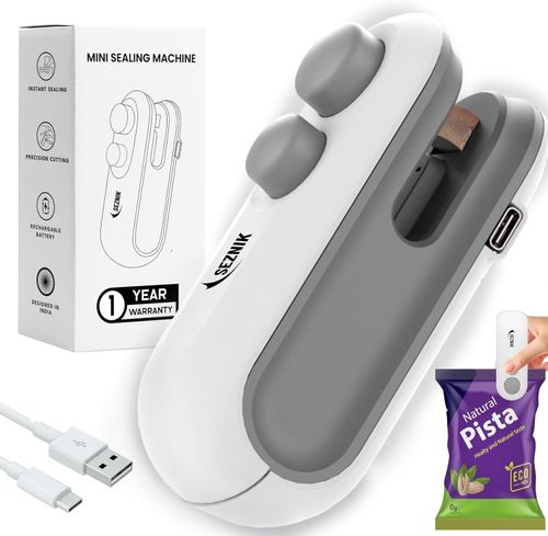 Seznik Portable Mini Sealing Machine for Food, Snacks, Chips, Fresh Storage, Plastic Bag Sealing Machine (White)