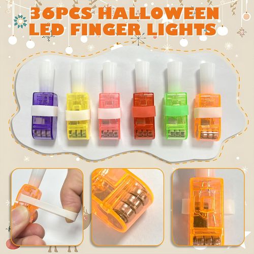36 Packs Christmas Party Favors Light Up Finger Lights Led Glow Finger Lights Glow in The Dark Toys Bulk for Stocking Stuffers Christmas Santa Gifts Classroom Prizes Goodie Bag Fillers