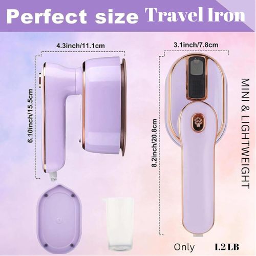 Travel Steamer Iron for Clothes, 1000W handheld size portable Steamer Support Dry and Wet Ironing 180° small hand garment electric steam ironing machine for dress shirt travel (PURPLE)