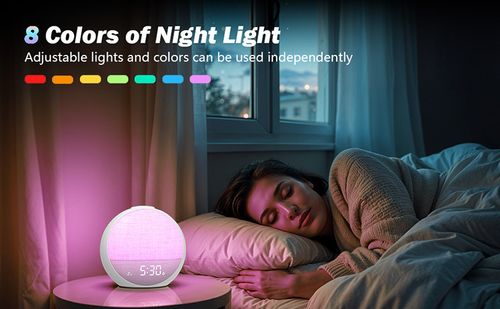 Sunrise Alarm Clock for Heavy Sleepers: White Noise Machine with 30 Sleep Relax Sounds 32 Volume - Painless Gradual Wake Up Light 20 Brightness with Bluetooth Memory Function for Bedroom - Gray