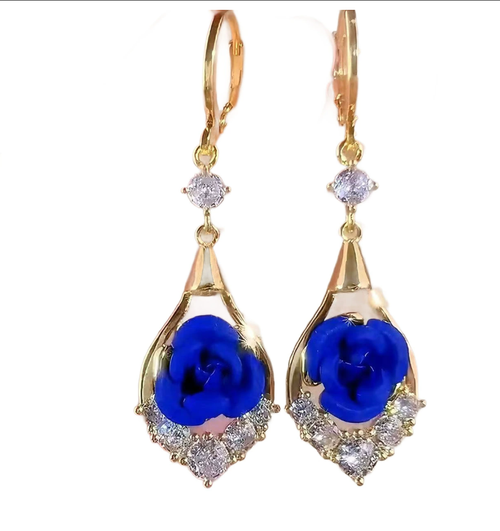 Kleyn's blue flower earrings - elegant and luxurious high-end style women's ear studs with delicate ear clasps, new trendy jewelry pieces