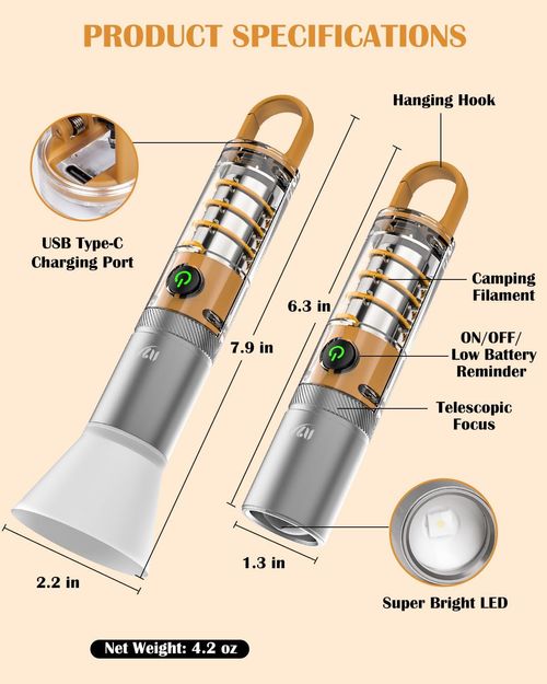 VLU Flashlight, Tactical Flashlights High Lumens, Rechargeable 1000 Lumens LED Flashlight with 5 Modes, Waterproof Focus Zoomable Flashlights for Home, Outdoor, Camping, Emergency, Gift for Men Women