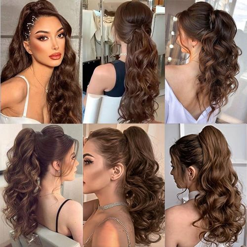 60 cm Hairpiece Ponytail Extensions Braid Hair Extension Braid Hairpiece with Clip Pony Hairpiece Real Hair Braids Extensions Hair Topper Women's Real Hair Ponytail