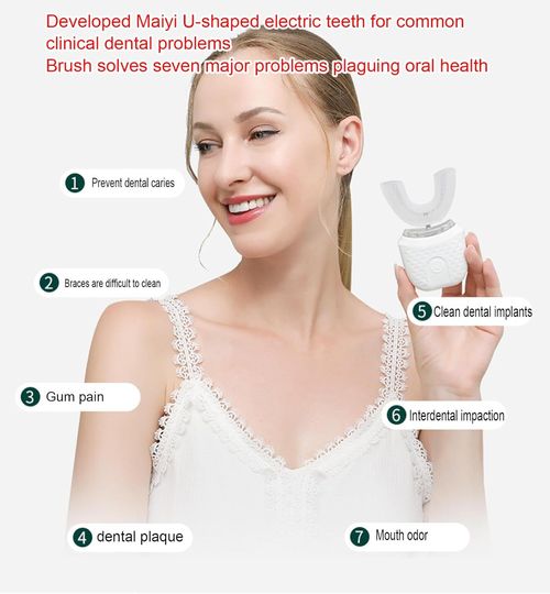 VIDECOR Electric Toothbrush, U Shaped Automatic Toothbrush for Adults 360° Whole Mouth Toothbrush Whitening Wireless Charging IPX7 Waterproof,C