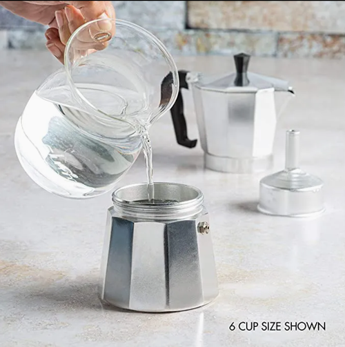 Manual Classic Italian and Cuban Coffee Brewing Cafetera Six Cup Stovetop Espresso and Coffee Maker Moka Pot