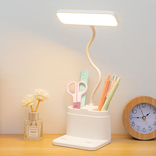 Desk Lamp with Pen Holder, Dimmable Color Adjustable LED Desk Lamp for Dormitory, Bedside and Home Office, Eye Protection Reading Light (Plug in Version)