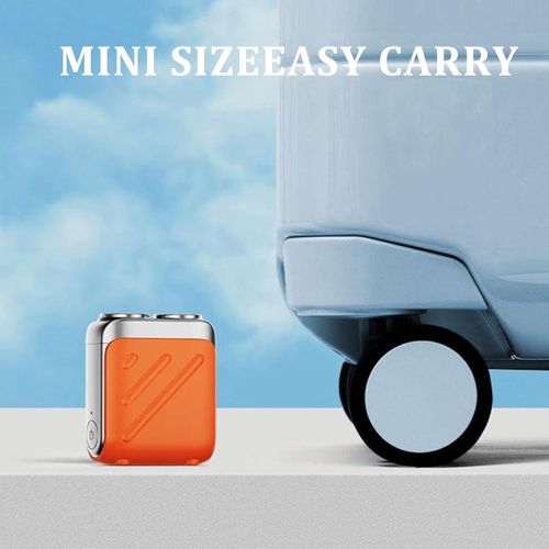Portable Suitcase Design Double-Ring Magnetic Cutter, Beard Shaver Mini and Portable Suitcase Design, Electric Mini Razor, Rechargeable One-Button Long Lasting for Home Travel (Orange2)