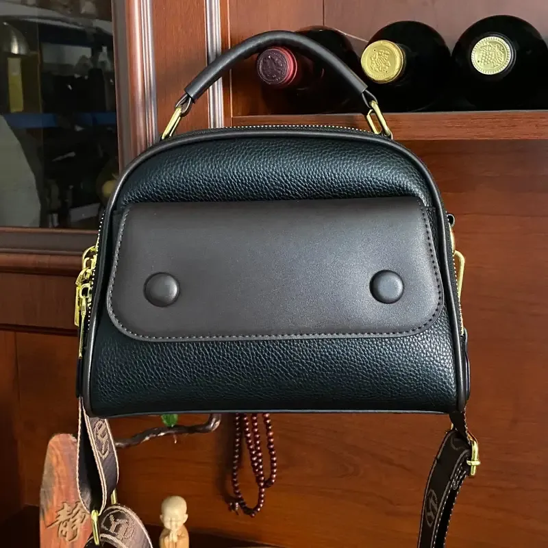 Luxury Mini Crossbody Bag, Women's Solid Color Handbag, Retro PU Leather Zipper Purse