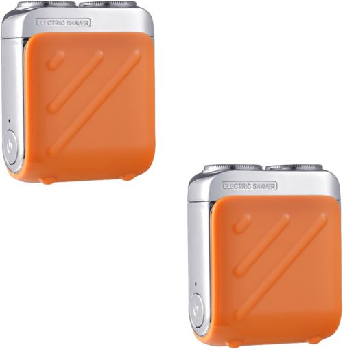 Portable Suitcase Design Double-Ring Magnetic Cutter, Beard Shaver Mini and Portable Suitcase Design, Electric Mini Razor, Rechargeable One-Button Long Lasting for Home Travel (Orange2)