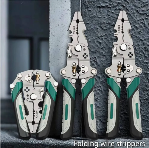 Foldable Wire Stripper Pliers - Multi-Function Electrician's Hand Tool for Wire Winding and Crimping