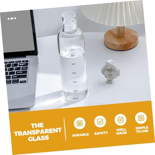 Outdoors Essential Large Capacity Water Bottle Glass Drinking Cup Time Scale Dishwasher Safe Leakproof