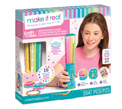 Make It Real: Swift Clicks - Heishi Bracelet Maker - 2047pc, DIY Jewelry Craft Kit, Design & Make 23 Bead Bracelets, Rotate-Click-Wear, Girls Kids 8+
