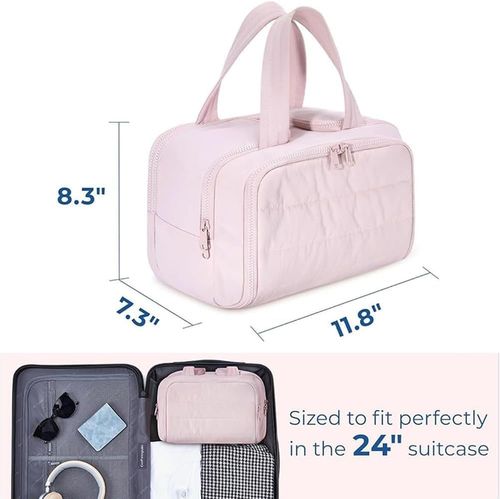 Toiletry Bag, Meonsopoli Large Capacity Storage Bags Wide-Open Travel Cosmetic Bag, Waterproof Portable Pouch Open Flat Toiletry Bags, Dry-and-Wet Separation (Blue)
