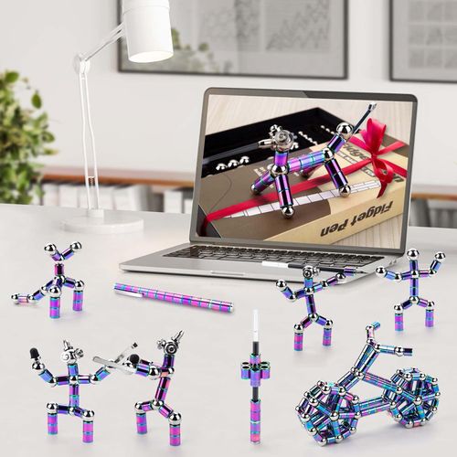 Magnetic Fidget Pen - Multifunctional Decompression Magnet Writing Toy Pen, Gift for 10-15 Year Old Boys Girls, Decompression Magnetic Metal Ballpoint Pen, Multifunctional Magnet Writing Pen (Multi)