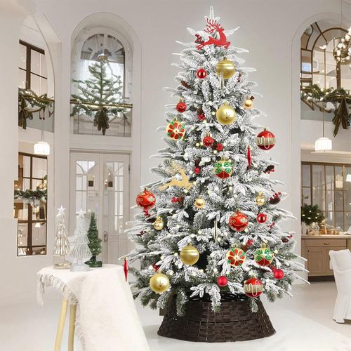 40PCS Christmas Balls Ornaments 2.36inch Shatterproof Glittering Plastic Hanging Decorations Red Green and Gold Snowflake Elk Christmas Tree Pendants for Holiday Party Decor (Red Elk)