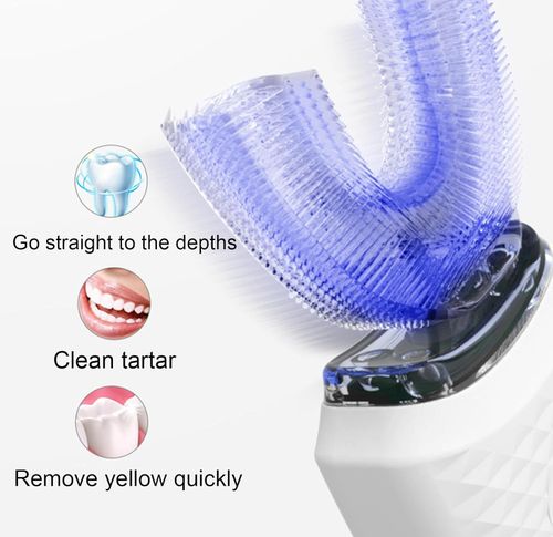 VIDECOR Electric Toothbrush, U Shaped Automatic Toothbrush for Adults 360° Whole Mouth Toothbrush Whitening Wireless Charging IPX7 Waterproof,C