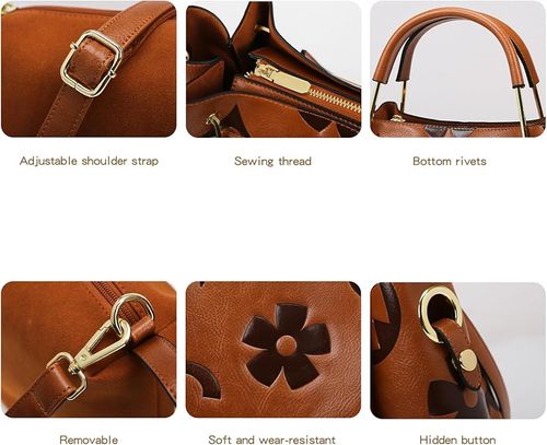 Travistar Floral Handbags Purses Women - Embossed Leather Top Handle Handbag Set Large Shoulder Bag Ladies Bucket Hobo Tote
