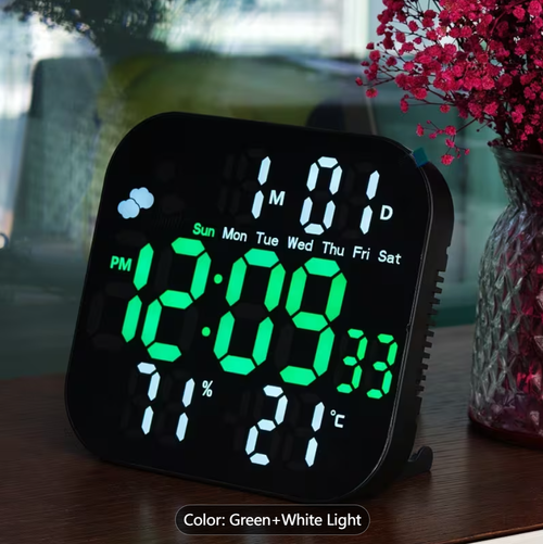Digital Wall Clock with Temperature Calendar LED Digital Alarm Clock for Living Room Kitchen Classroom Decor Clocks