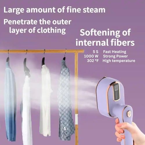 Travel Steamer Iron for Clothes, 1000W handheld size portable Steamer Support Dry and Wet Ironing 180° small hand garment electric steam ironing machine for dress shirt travel (PURPLE)