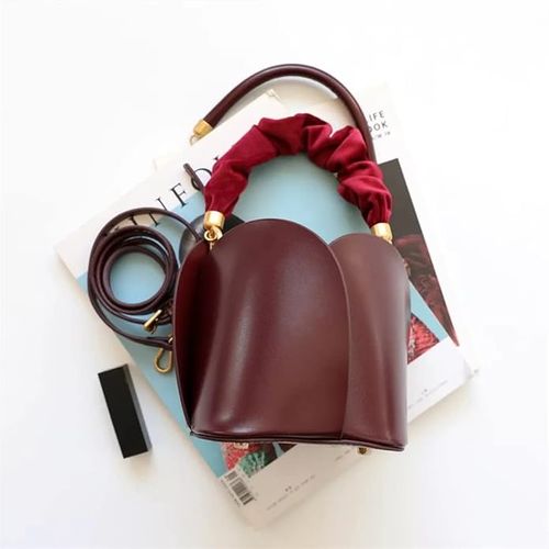 JSEIAJB Solid Color Handbag Bucket Bag Ladies Drawstring Shoulder Bag