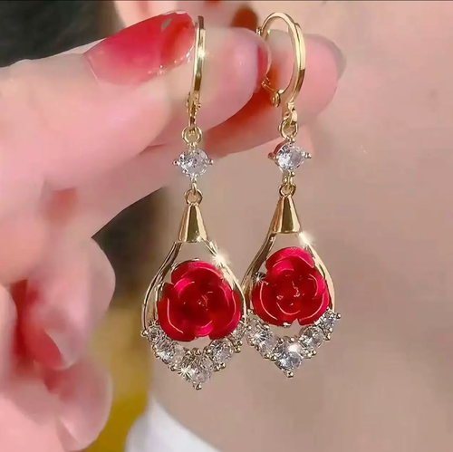 Kleyn's blue flower earrings - elegant and luxurious high-end style women's ear studs with delicate ear clasps, new trendy jewelry pieces