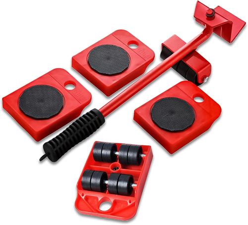 5PCS Furniture Movers Heavy Duty Lifter Tools Sliders Wheels Roller Set with Crowbar 150 KG Capacity for Furniture,Refrigerator, Sofa, Cabinet