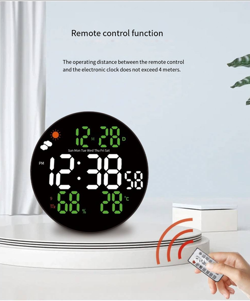 Digital Wall Clock with Temperature Calendar LED Digital Alarm Clock for Living Room Kitchen Classroom Decor Clocks