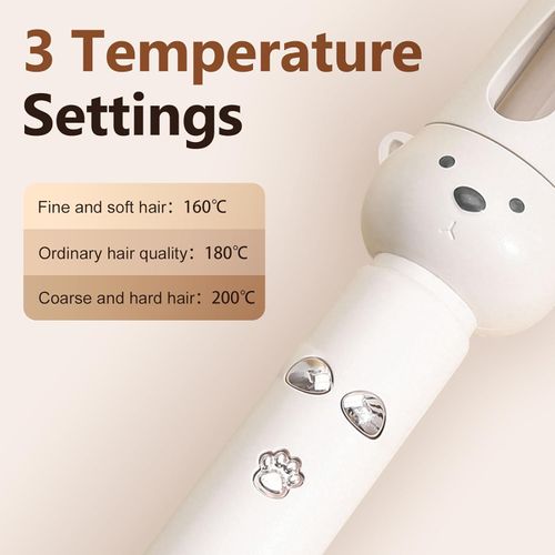 Automatic Hair Curling Iron, Fully Automatic Curling Stick Lazy Curling Tool, Anti-Scald Curling Wand for Travel, Rotating Curling Wand for Women (Beige)