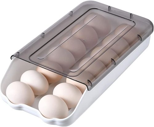 farfi Egg Storage Box, Rolling Egg Box Transparent Cover Stackable Space Saving Car Sliding Egg Storage Holder for Home Egg Storage Large Capacity for