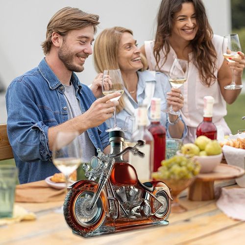 Motorcycle Whiskey Decanter | Glass Motorbike Whiskey Bottle | 2025 New Motorcycle Whisky Wine Bottle Decanter | Retro Motorbike Whisky Dispenser Home Bar Decor for Man Whiskeys Gift