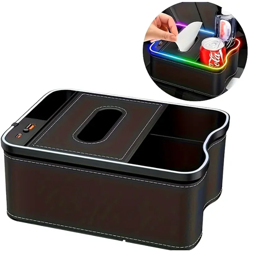 Cash on delivery Car armrest storage box back seat organizer, multi-color car seat organizer, center console organizer with cup holder, phone holder and tissue box for storage organization between car seats