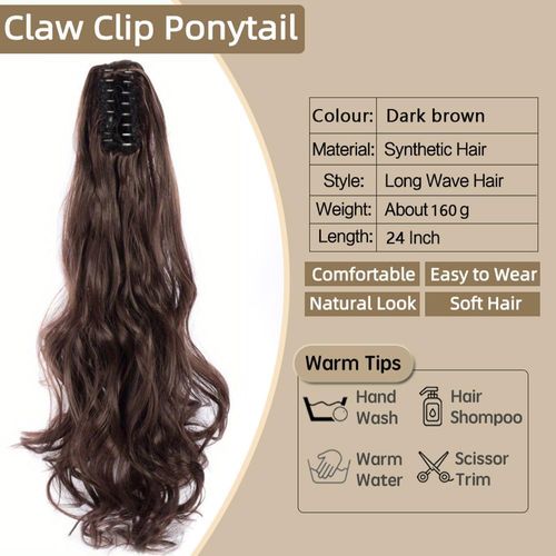 60 cm Hairpiece Ponytail Extensions Braid Hair Extension Braid Hairpiece with Clip Pony Hairpiece Real Hair Braids Extensions Hair Topper Women's Real Hair Ponytail