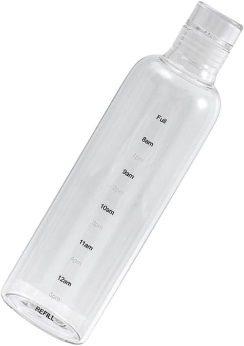 Outdoors Essential Large Capacity Water Bottle Glass Drinking Cup Time Scale Dishwasher Safe Leakproof